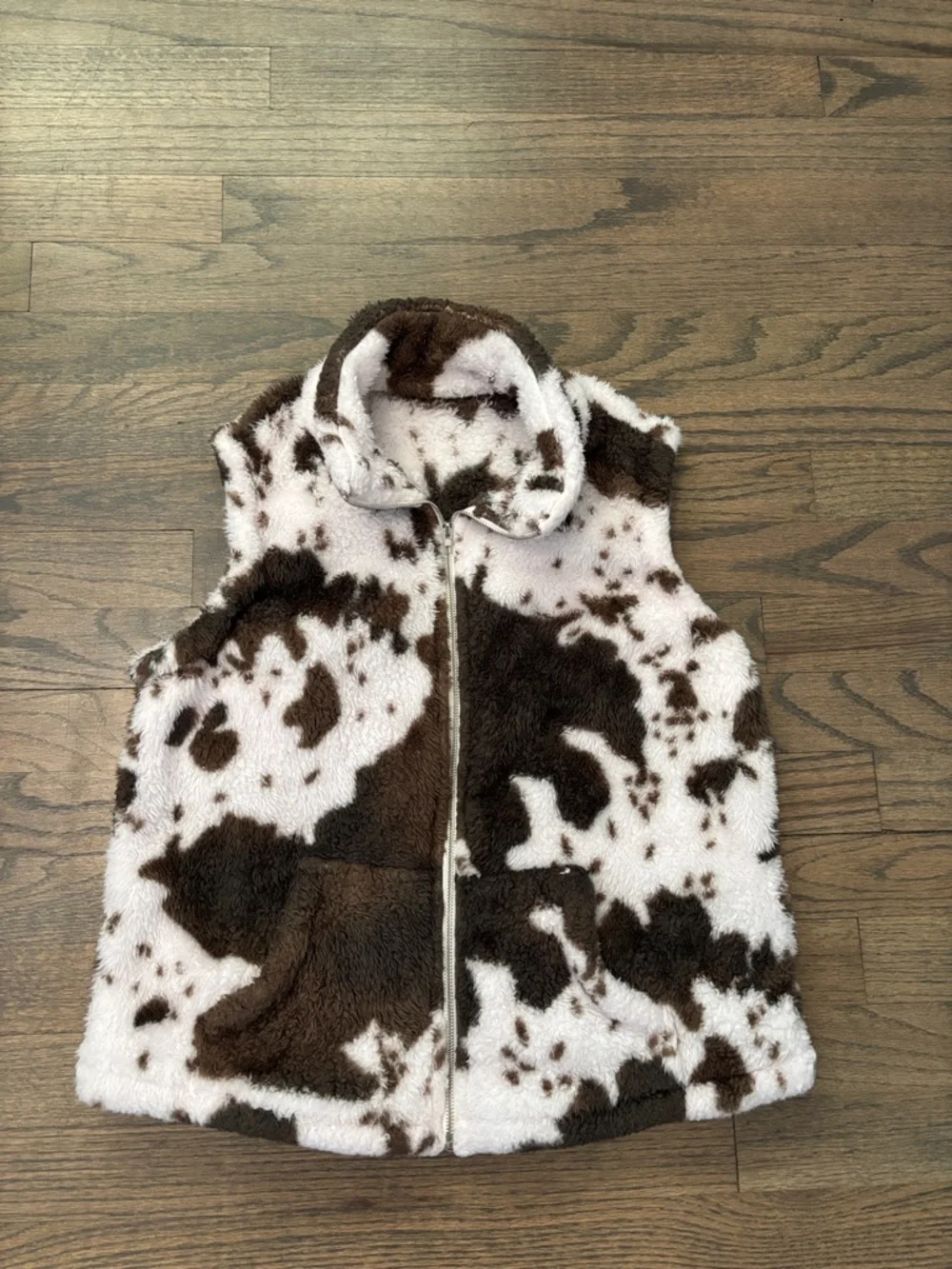 SHEIN Brown and White Fuzzy Vest